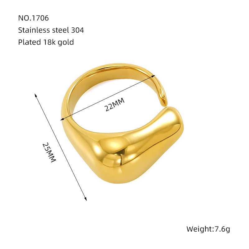 Wholesale Titanium steel ring for women, exaggerated love irregular smooth open ring for women