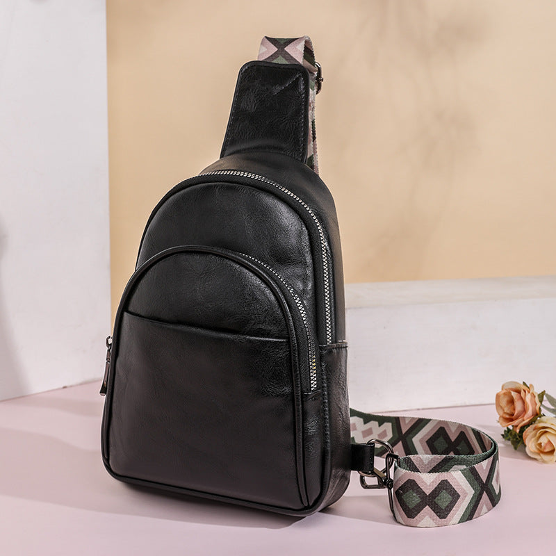 Wholesale PU Autumn and Winter Wide Shoulder Strap Casual Sports Chest Bag