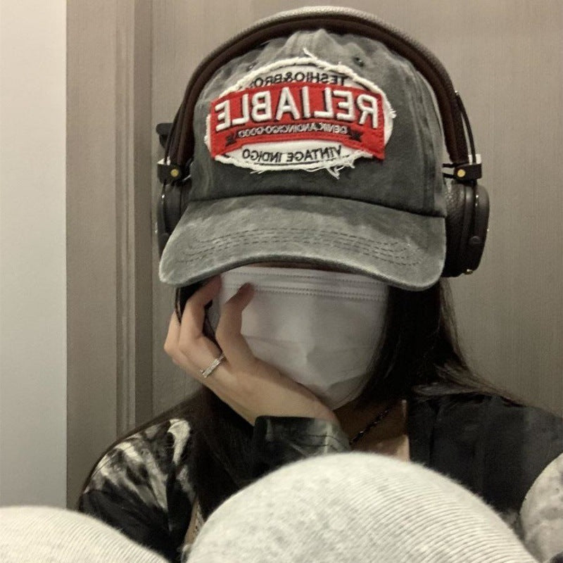 Wholesale Versatile student washed distressed curved brim lettered baseball cap