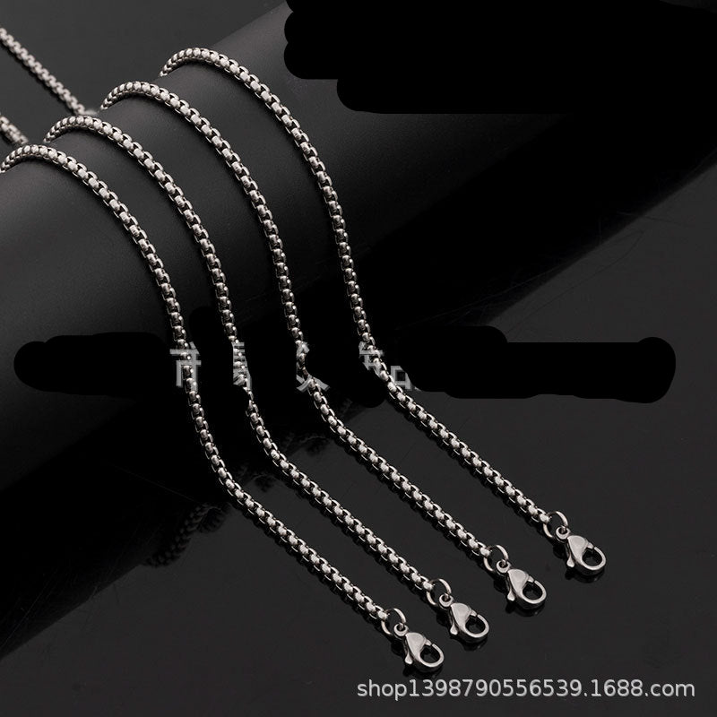 Wholesale 2.5mm stainless steel square pearl chain necklace