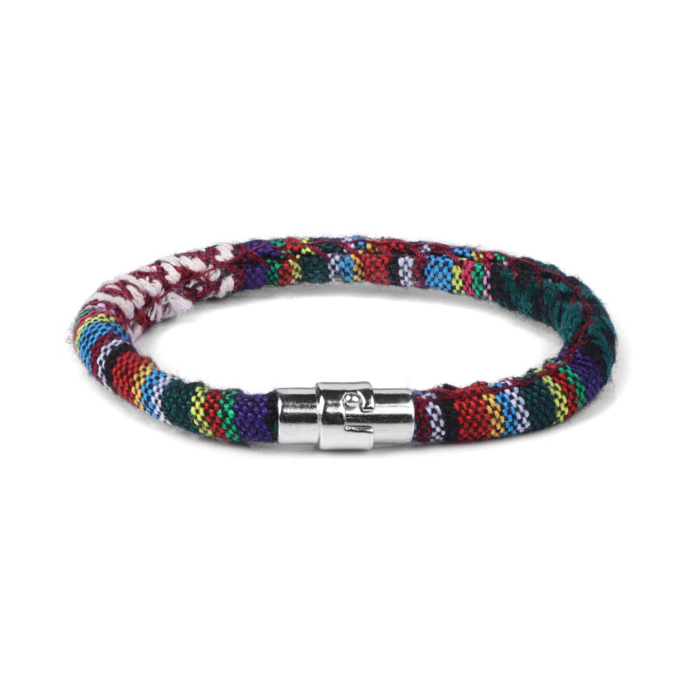 Wholesale Colorful Fabric Bohemia Magnetic Buckle Bracelet