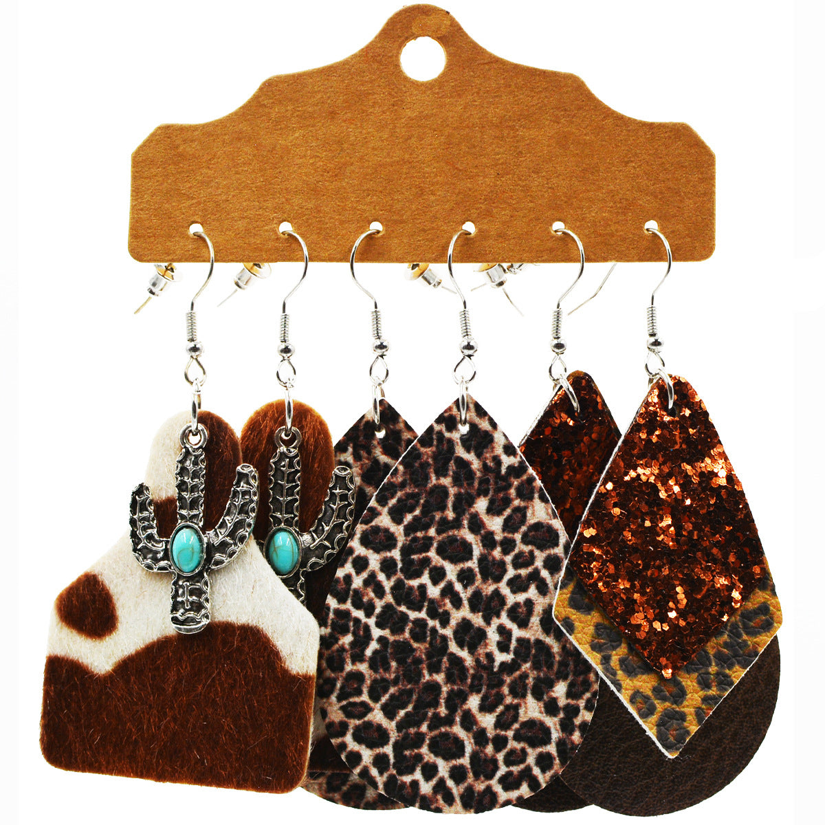 Wholesale Multi-layered Leather Earrings Symmetrical Love Earrings