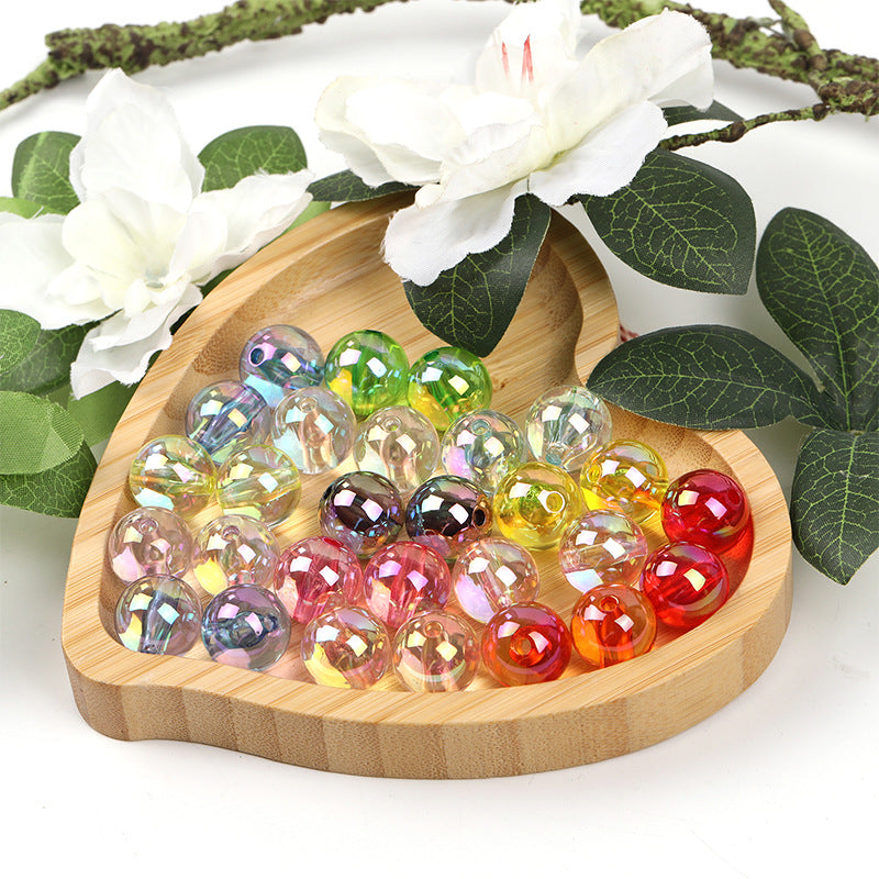 Wholesale 100pcs 16mm Acrylic Color UV Electroplating Round Beads Diy Jewelry Accessories Beads