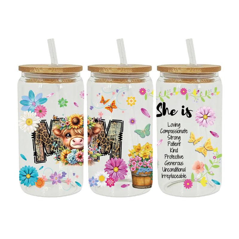 Wholesale Cartoon Cute Mother' s Day Theme 16oz Cup UV DTF Wraps