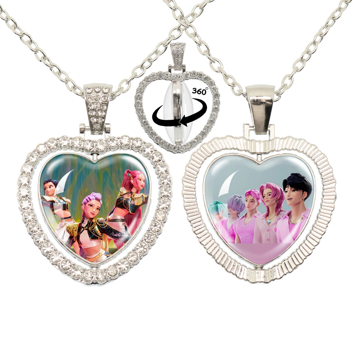 Wholesale Cartoon Cute Girl Time Gem Peach Heart Water Diamond Necklace OLY Exclusive