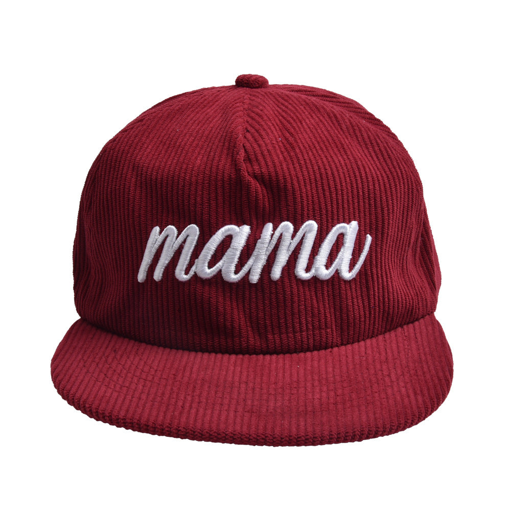 Wholesale Flat Brim Corduroy MAMA Baseball Cap