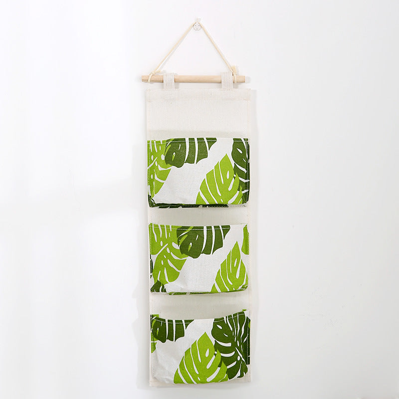 Wholesale Cotton and Linen Three Pocket Three-dimensional Miscellaneous Storage Hanging Bag
