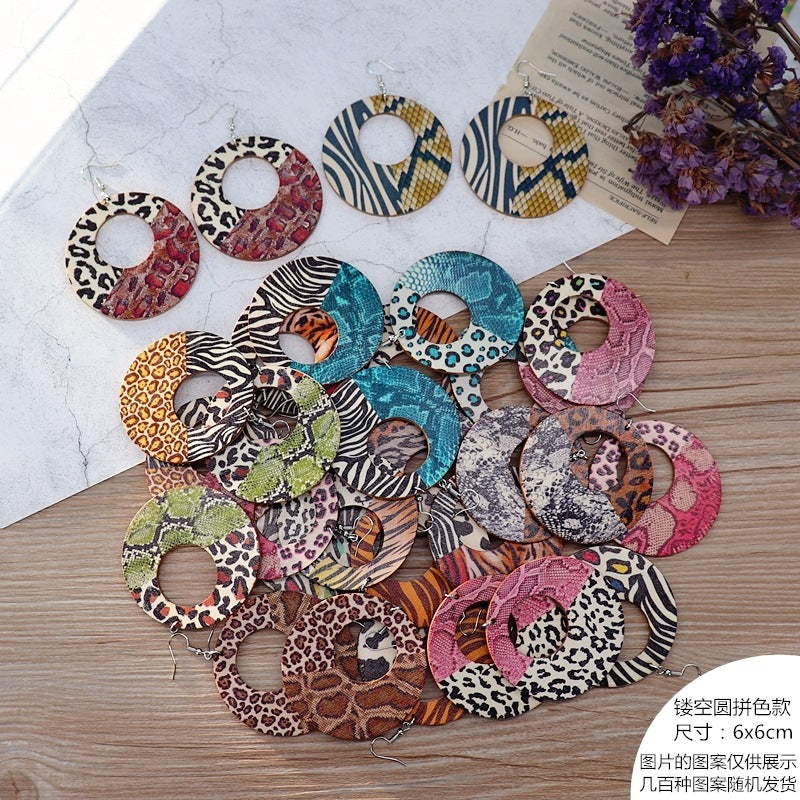 Wholesale Vintage Printed Wooden Earrings