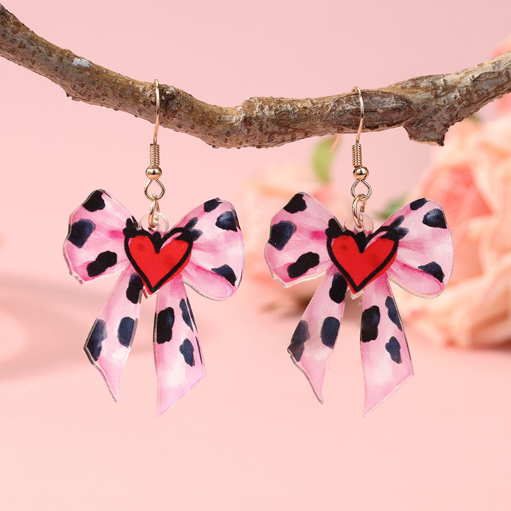 Wholesale Valentine' s Day Love Bow  Acrylic Earrings