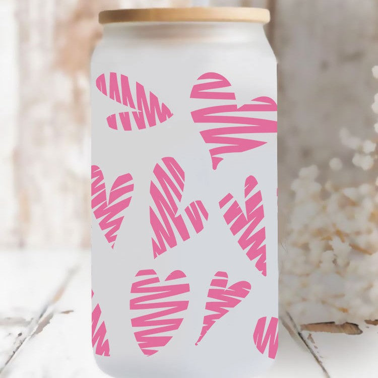 Wholesale Pink Car Love Valentine's Day 16oz Cup UV DTF Wraps