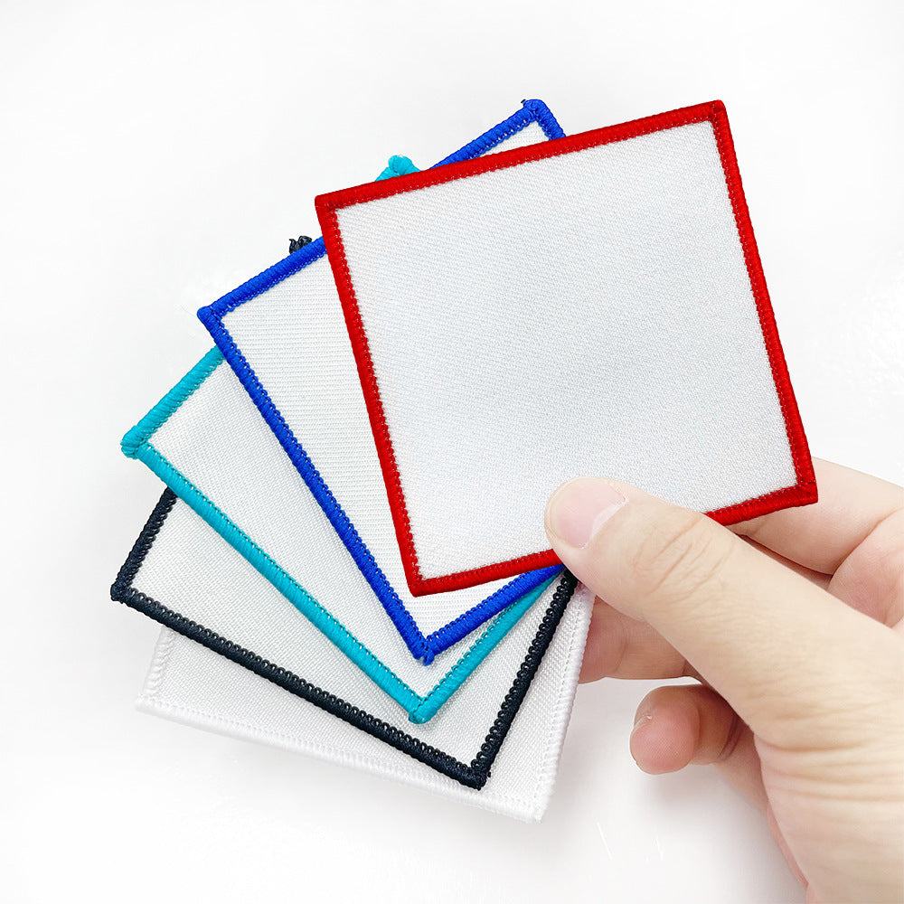 Wholesale Polyester Square Embroidered Badge Blank DIY Cloth Patch 10 Piece Hot Melt Glue For Shoes Hats Boutique Accessory