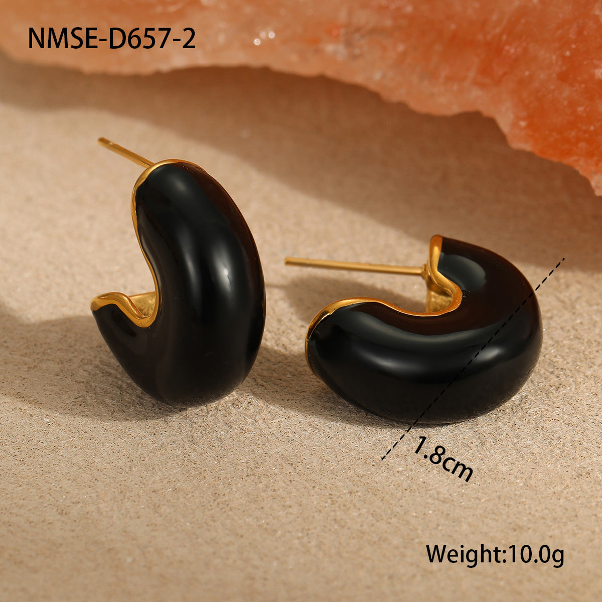 Wholesale Black heart-shaped Stainless Steel Earrings