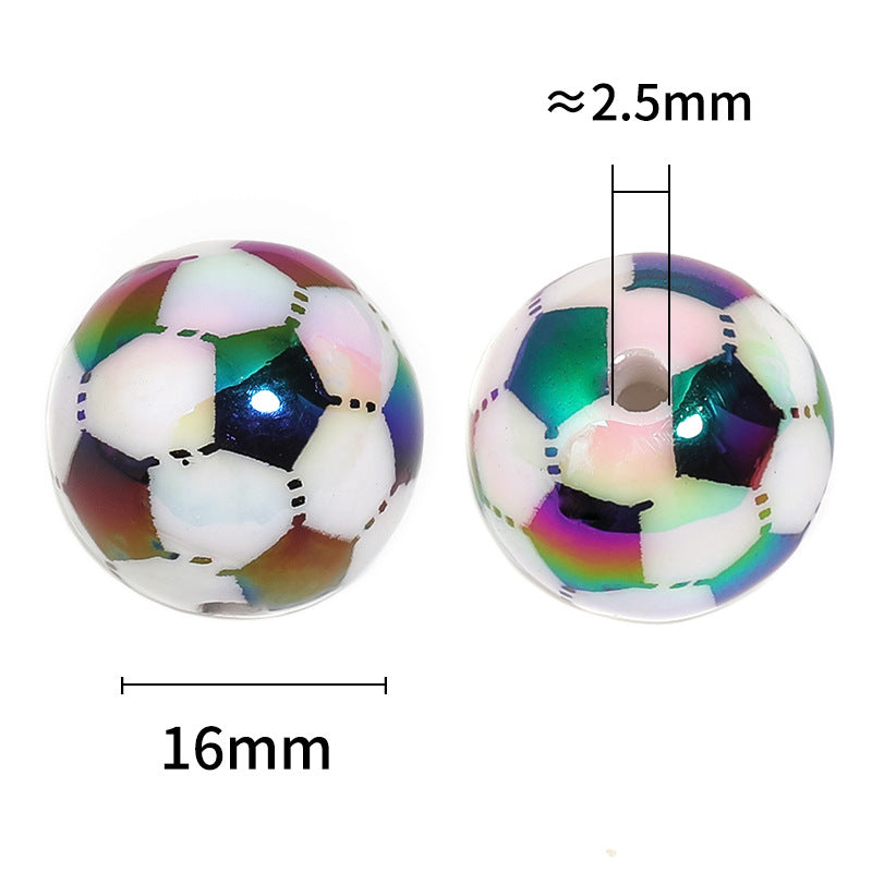 Wholesale  Random 100pcs/pack   Acrylic Colorful Soccer Beads Acrylic Beads