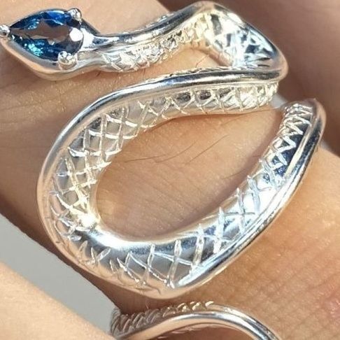 Wholesale 20pcs Snake Silver Jewelry All-match Niche Topaz Snake Ring