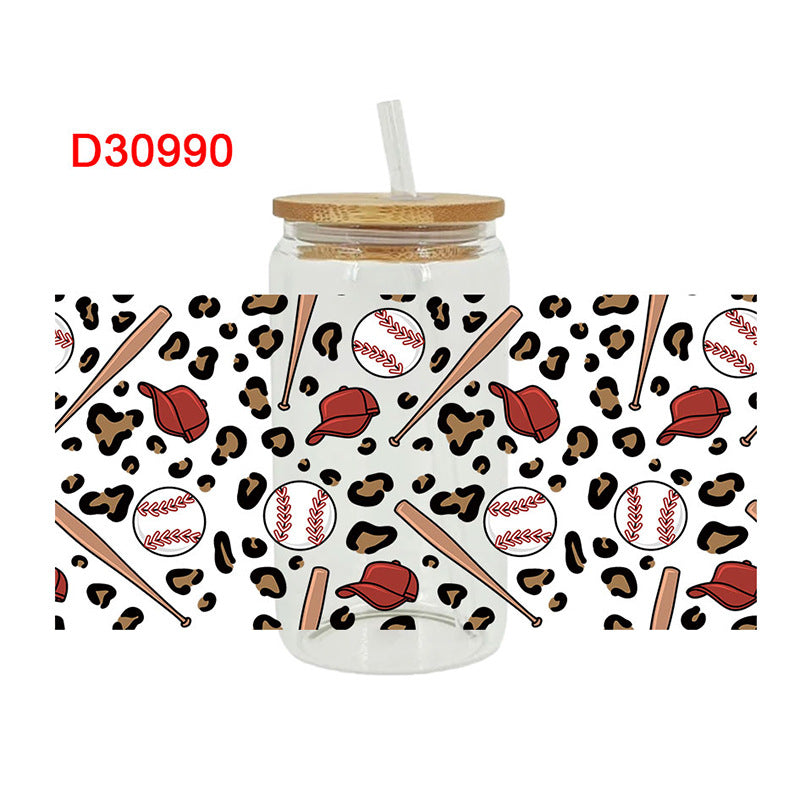 Wholesale Baseball Bow  16oz Cup UV DTF Wraps