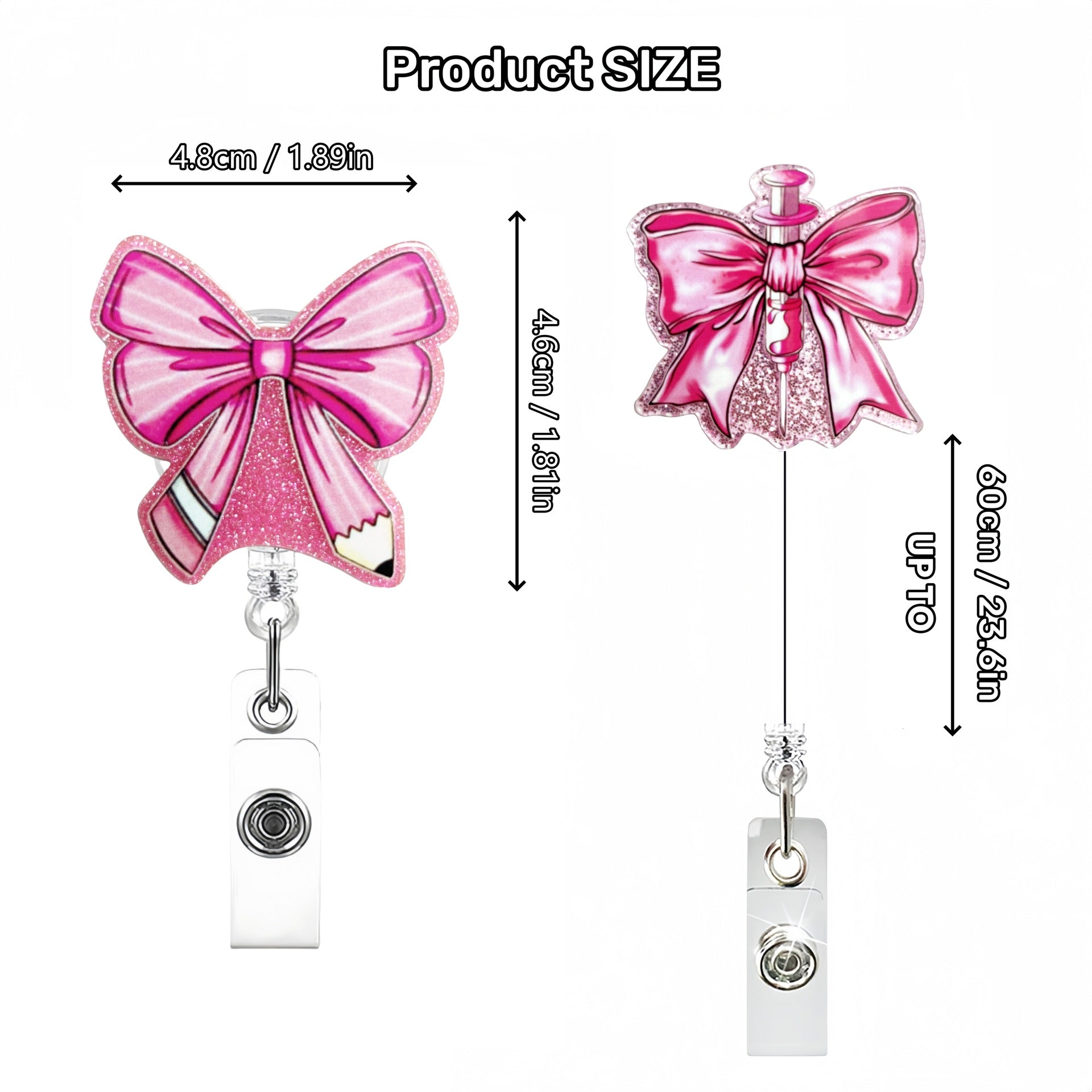 Wholesale New Flash Point Acrylic Creative Bow Doctor Nurse Student ID Easy Pull Buckle Telescopic Badge Clip