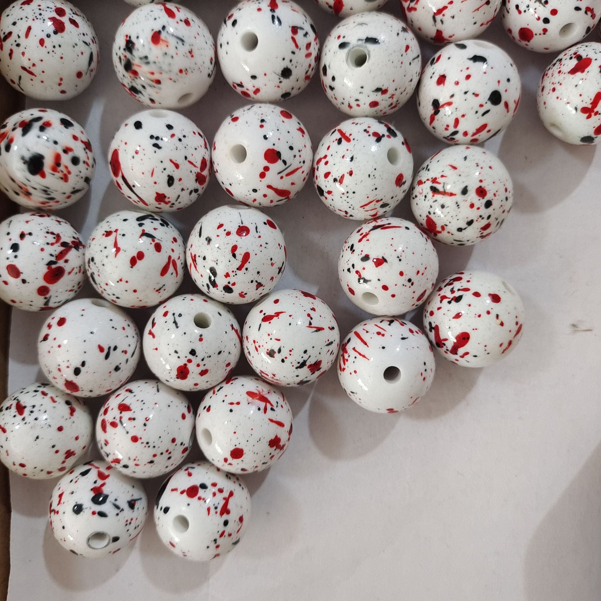 Wholesale 5pcs 20mm Acrylic Halloween Blood Drop Print Beads