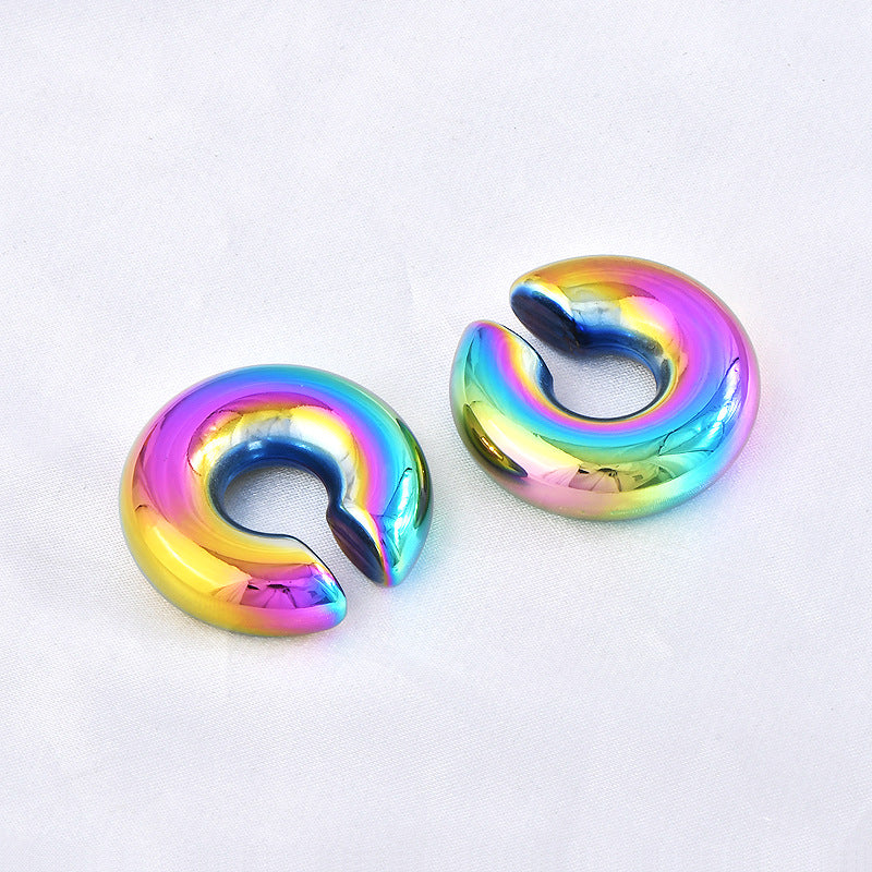 Wholesale Non-pierced Colorful Electroplated Ear Clip Titanium Steel 18k Gold Earrings