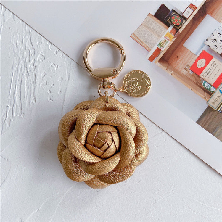 Wholesale Fashion leather Camellia car keychain