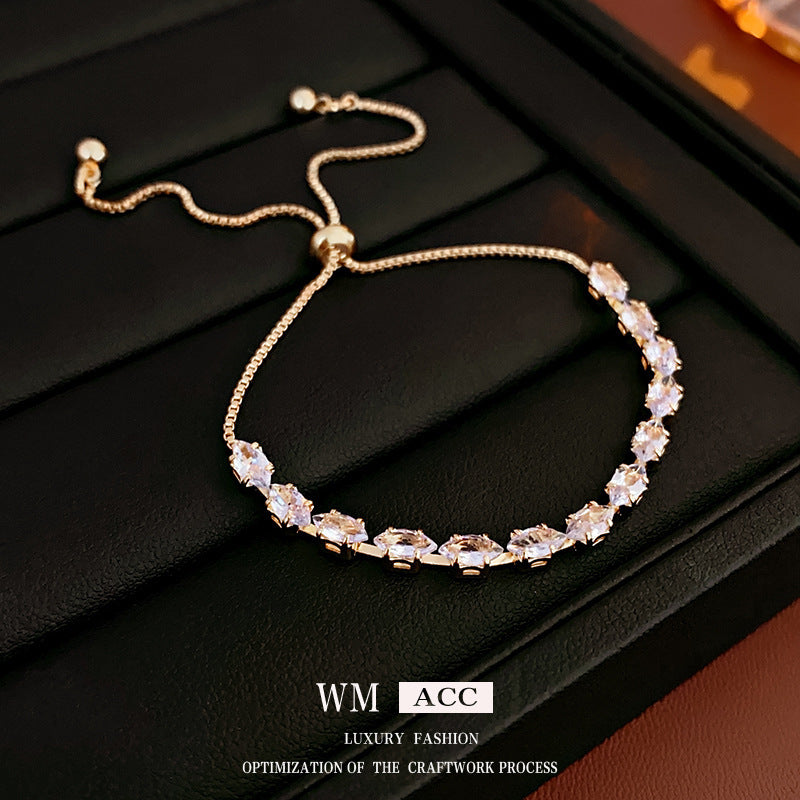 Wholesale Light Luxury Niche Exquisite High-end Pull-out Adjustable Zircon Bracelet