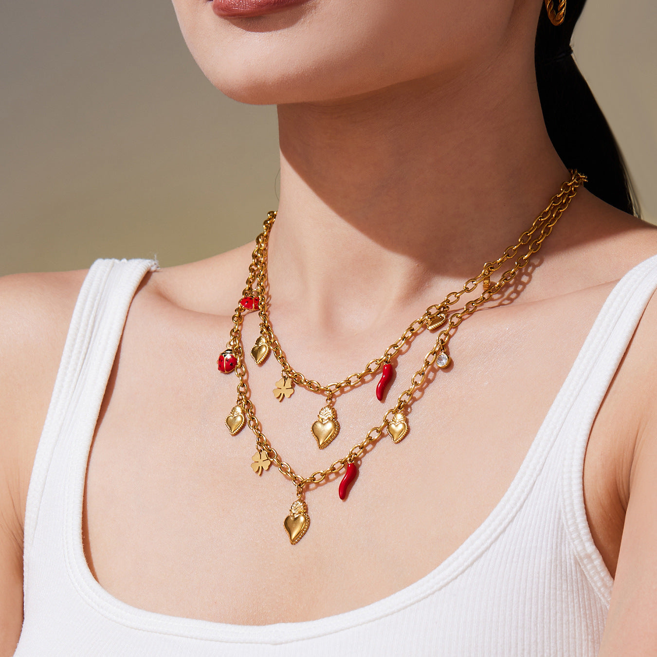 Wholesale Heart-shaped Titanium Steel Necklace