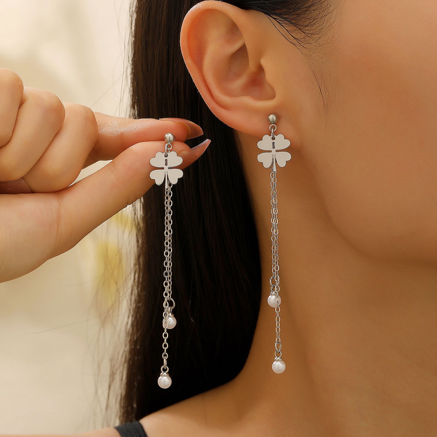 Wholesale French Style Geometric Twisted Zircon Long Tassel Earrings For Women Party Jewelry Accessory