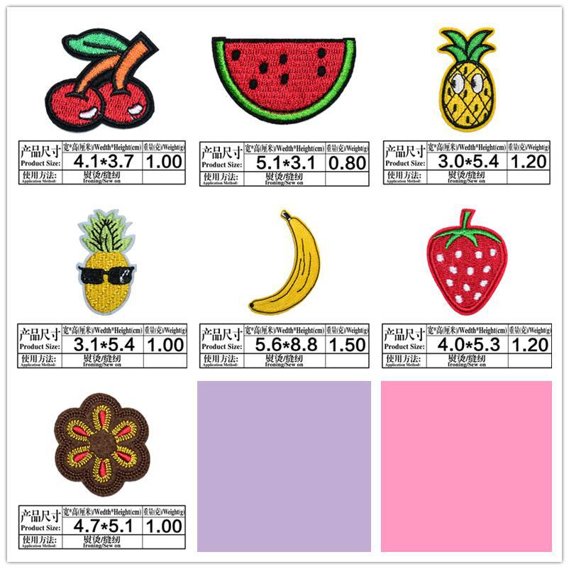 Wholesale Fashion Embroidered Fruit Patches Banana Watermelon Sew On Clothing Decorative Craft Supply 20 Pcs