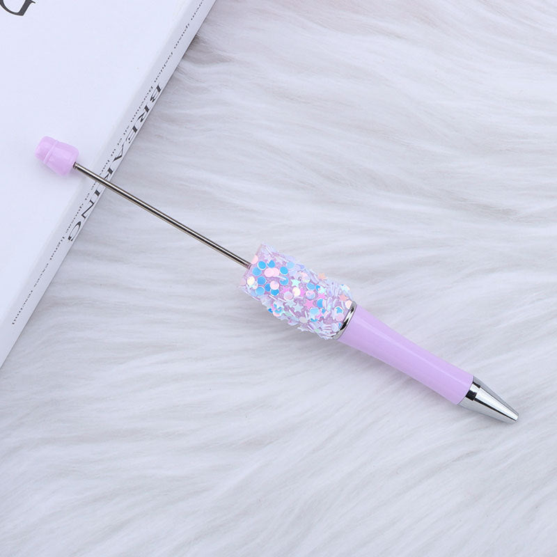 Wholesale 50pcs DIY sequins beaded pen in tock five-pointed star  creative cute beaded ballpoint pen stickers  cute pen