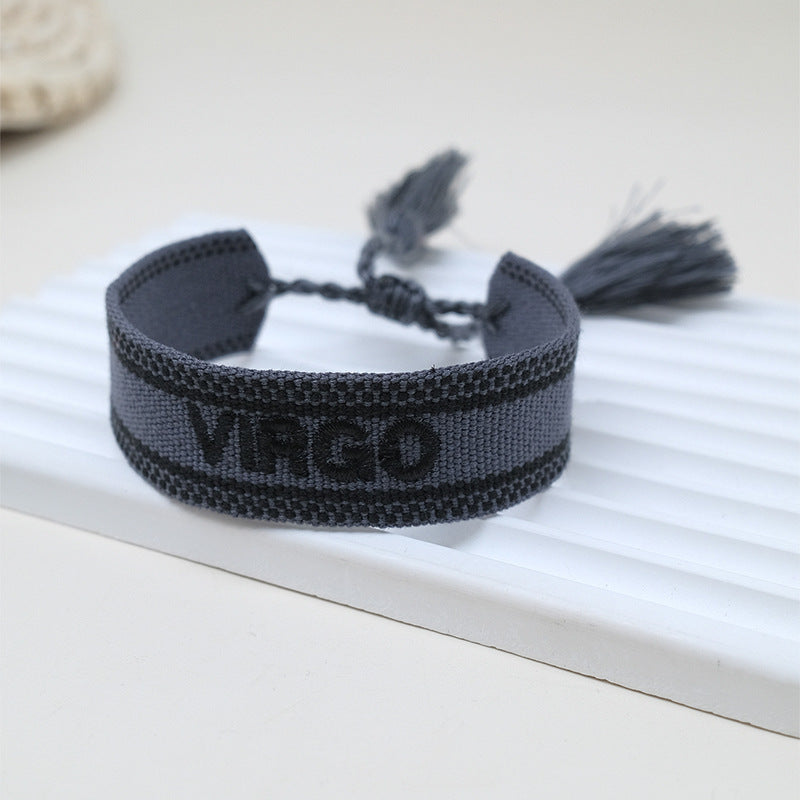 Wholesale Polyester Cord Weaving Letter Tassel Bracelet