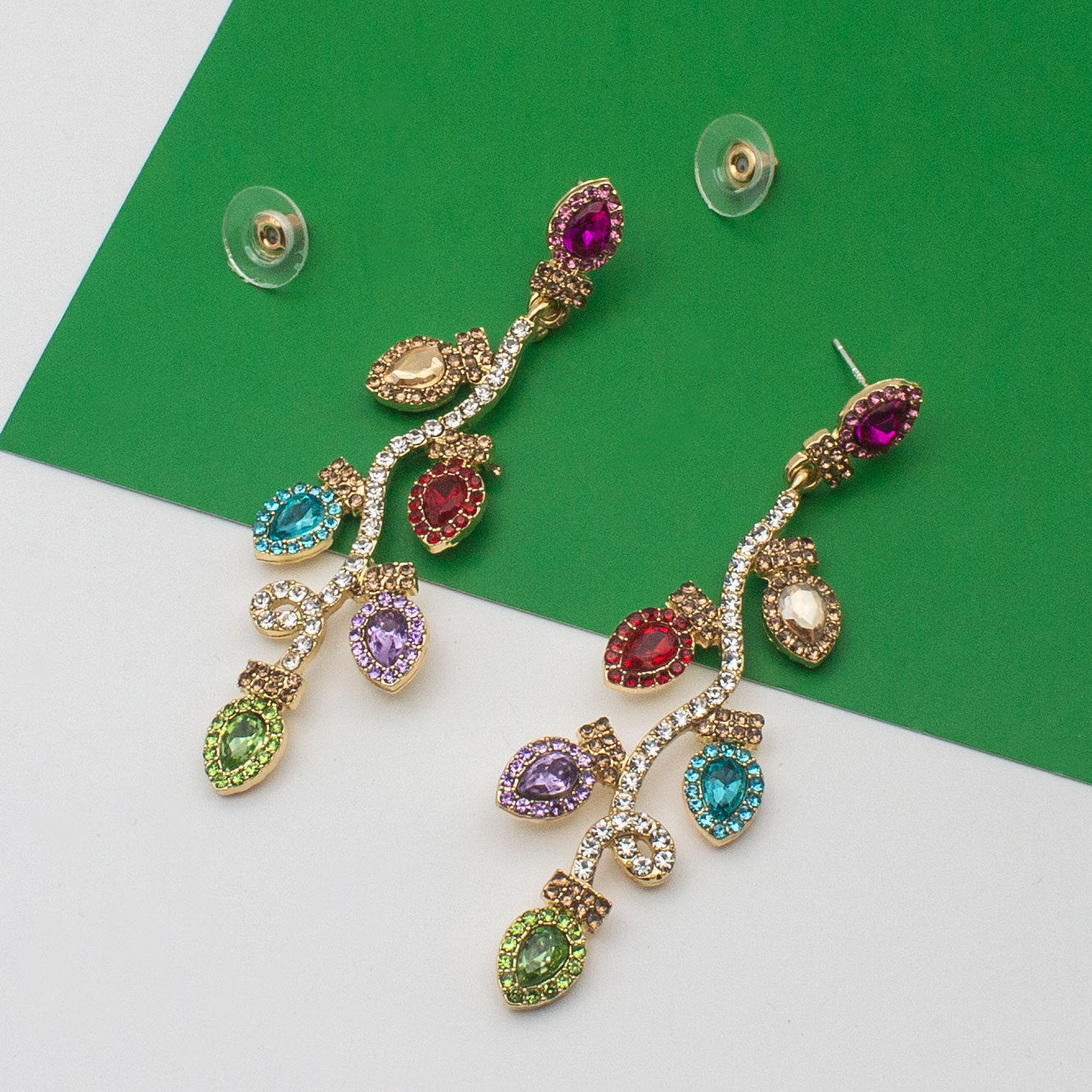 Wholesale Christmas Bulb Rhinestone Earrings