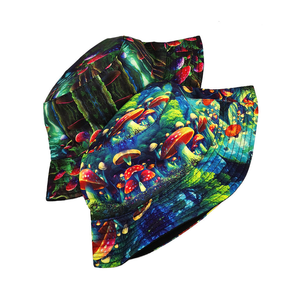 Wholesale Magic Mushroom Pattern Double-sided Printed Outdoor Bucket Hat
