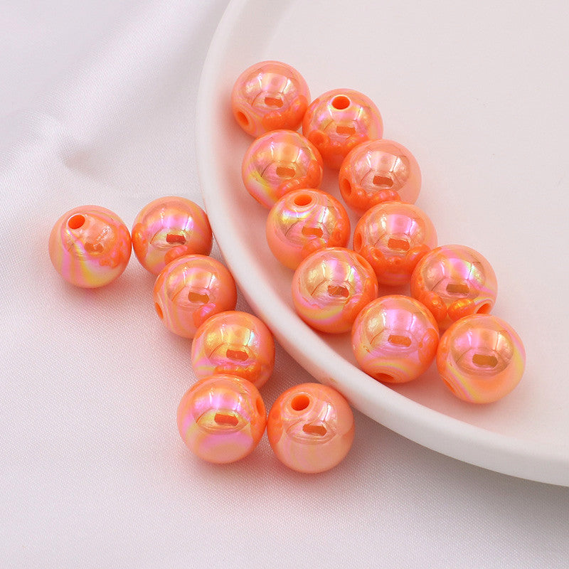 Wholesale 20pcs DIY Jewelry Accessories 14mm Acrylic AB Color Straight Hole Round Beads