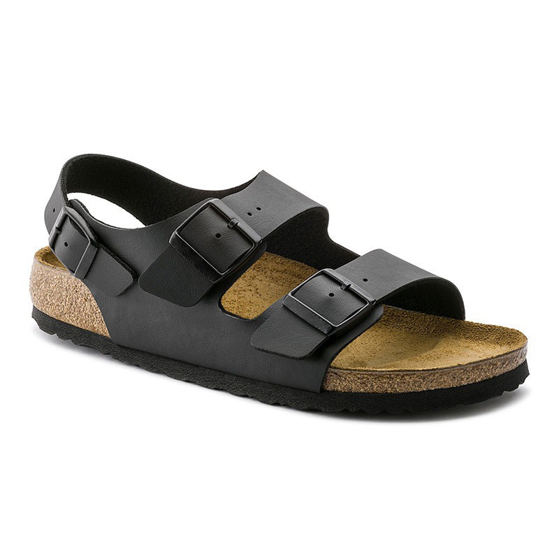 Wholesale Genuine Leather Thick-soled Double-breasted Sandals Casual All-match Bocken Flat Sandals