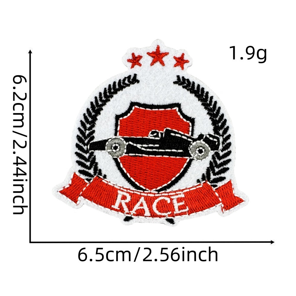 Wholesale Black and White Racing Flag Series Embroidery DIY Patches