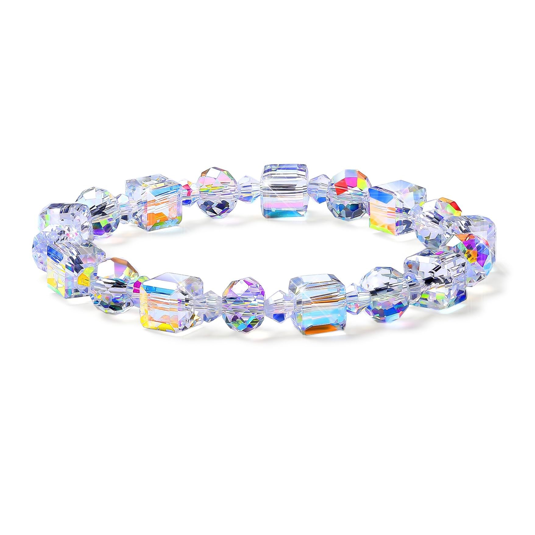 Wholesale Glass Beads Flower Ball Pink Crystal Cube Silver Spacer Beads Colorful Bracelet
