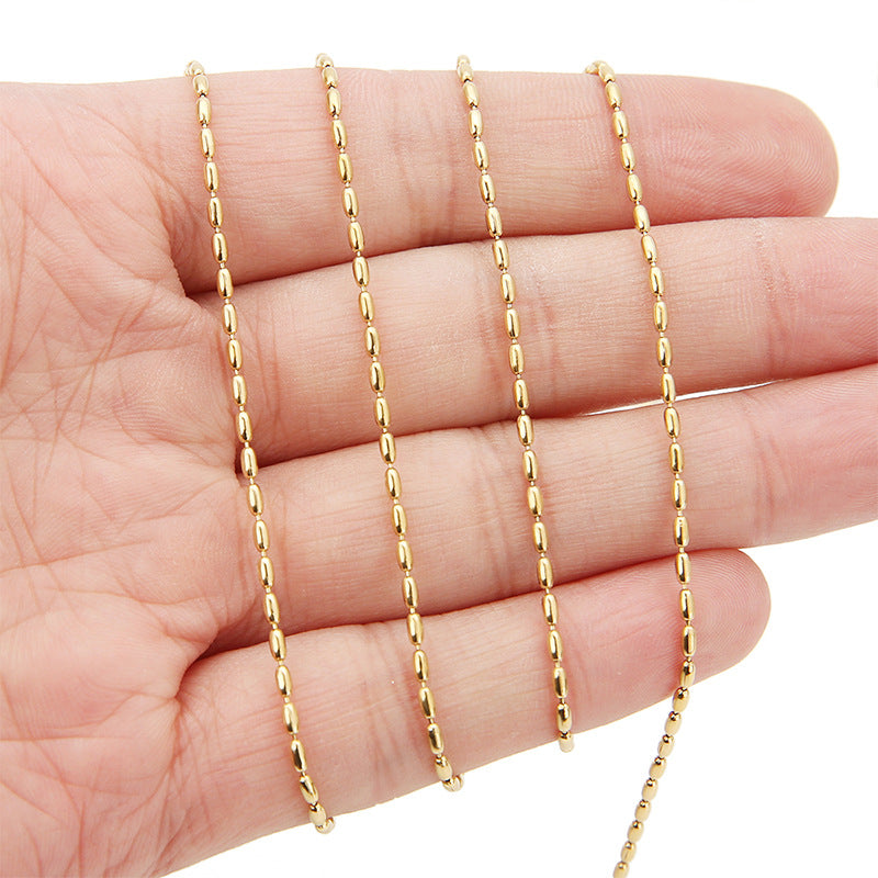 Wholesale 2PCS Stainless Steel Rice Bead Chain DIY Jewelry Pendants