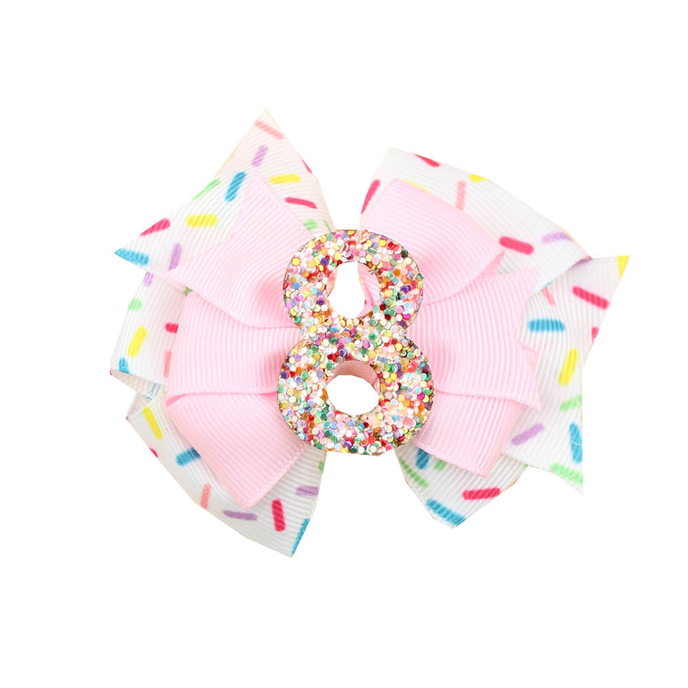 Wholesale 5pcs Birthday Number Gretel Baby Ice Cream Pink Hair Clip