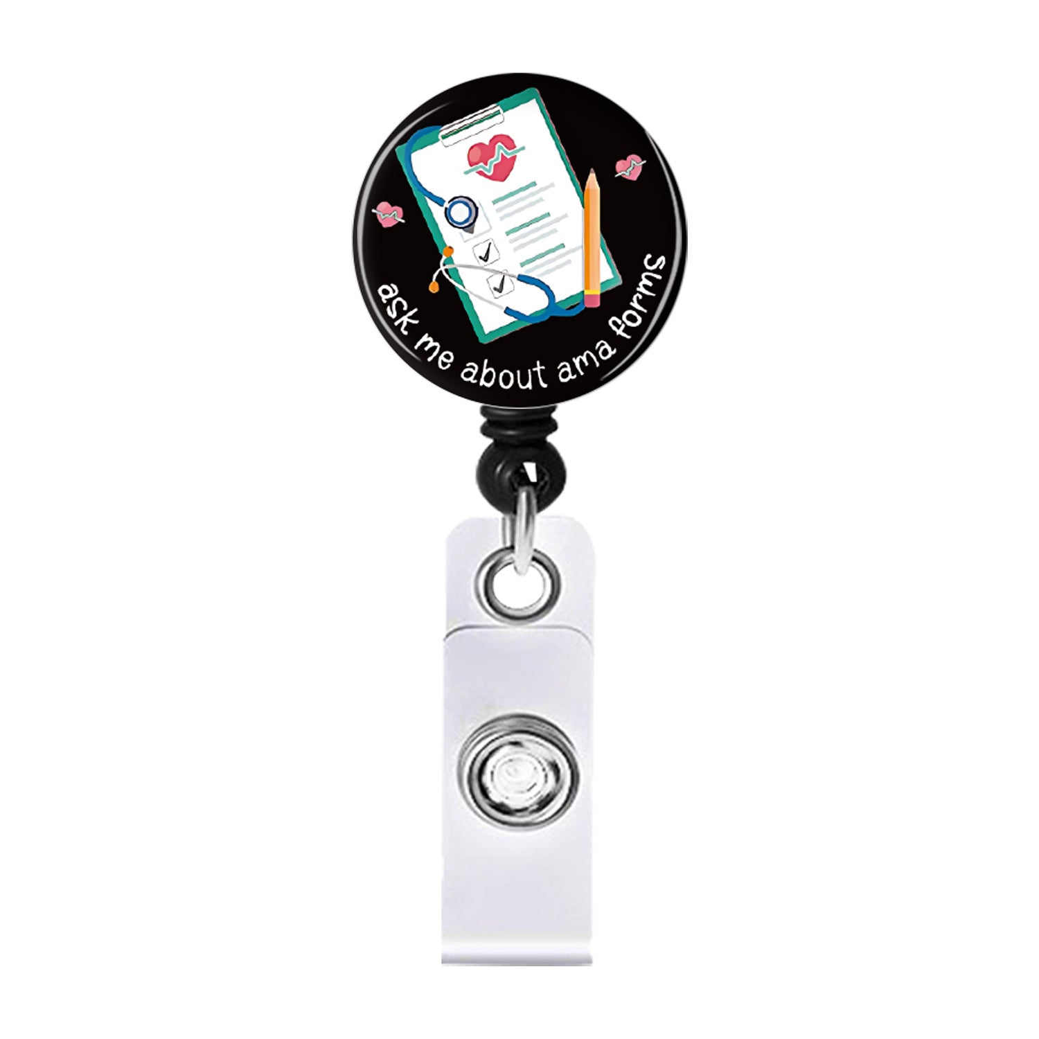 Wholesale Badge Reels ABS Epoxy Patch Heart Bottle Syringe Retractable Keychain