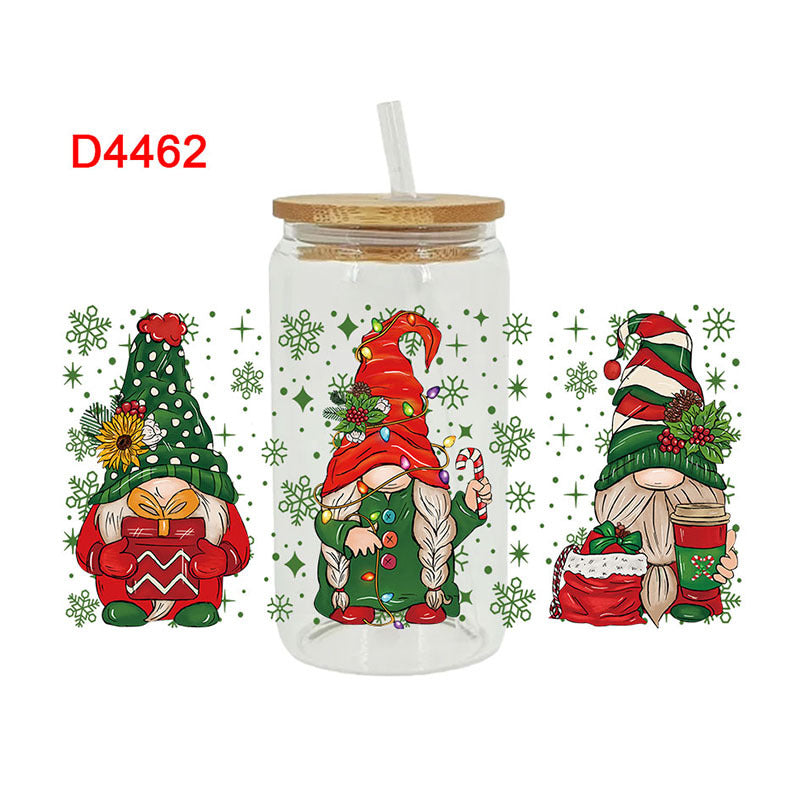Wholesale Colorful Christmas Series Christmas Tree  16oz Cup UV DTF Wraps