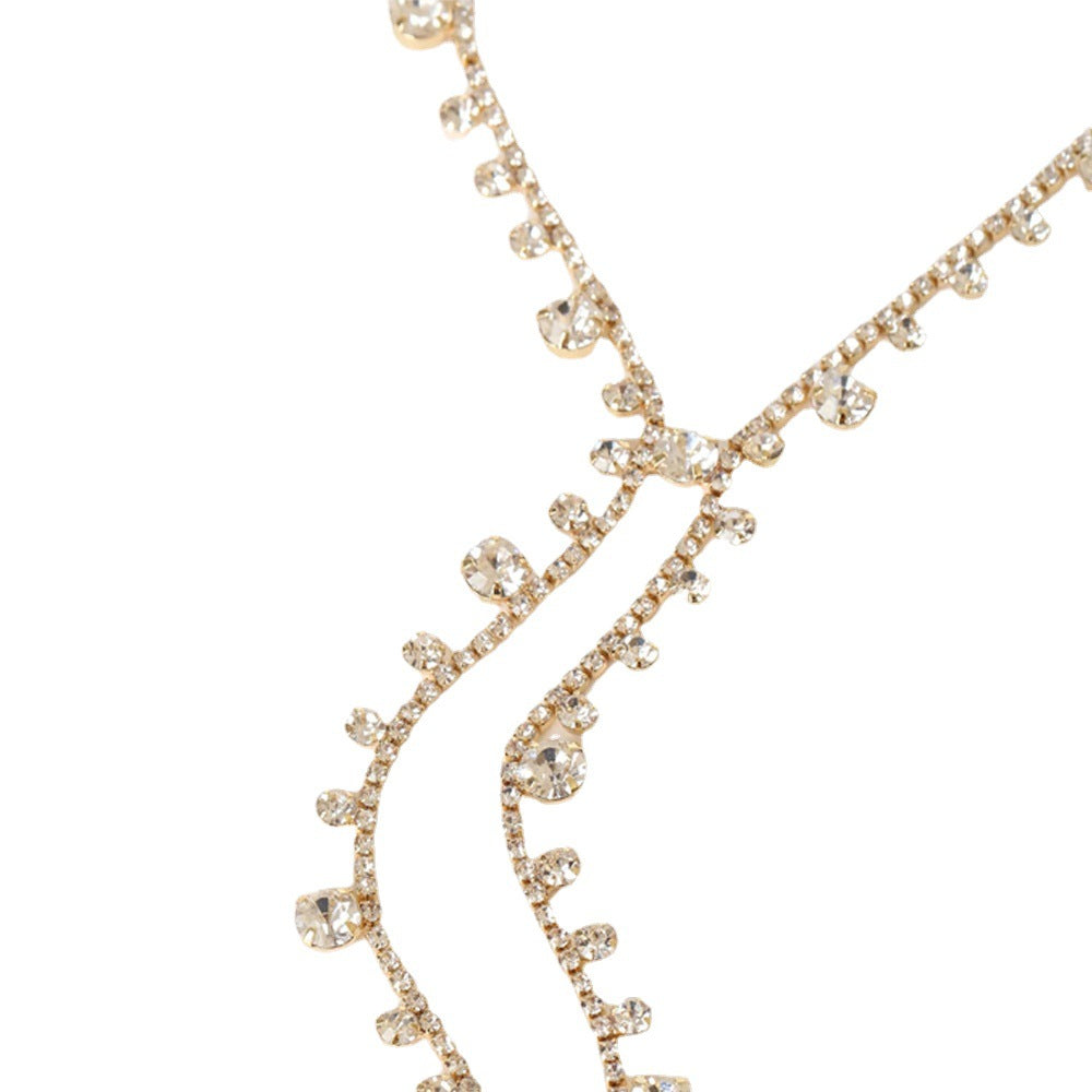 Wholesale Long Tassel Irregular Full Diamond Necklaces