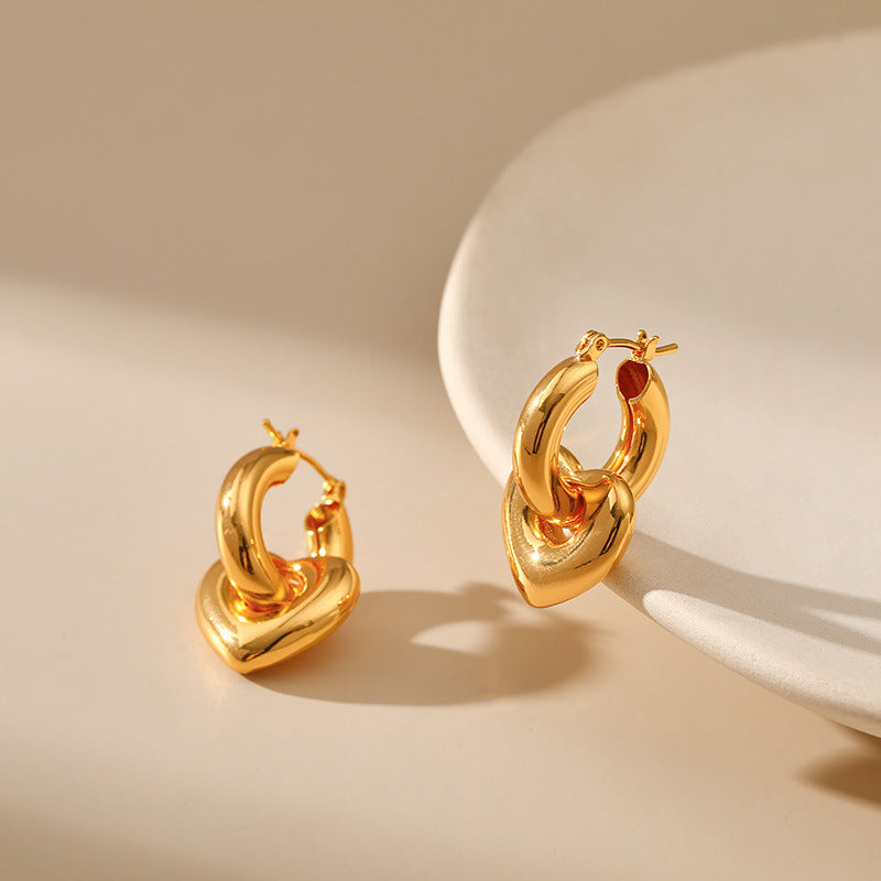 Wholesale Copper Plated 18K Real Gold Hollow Love Earrings
