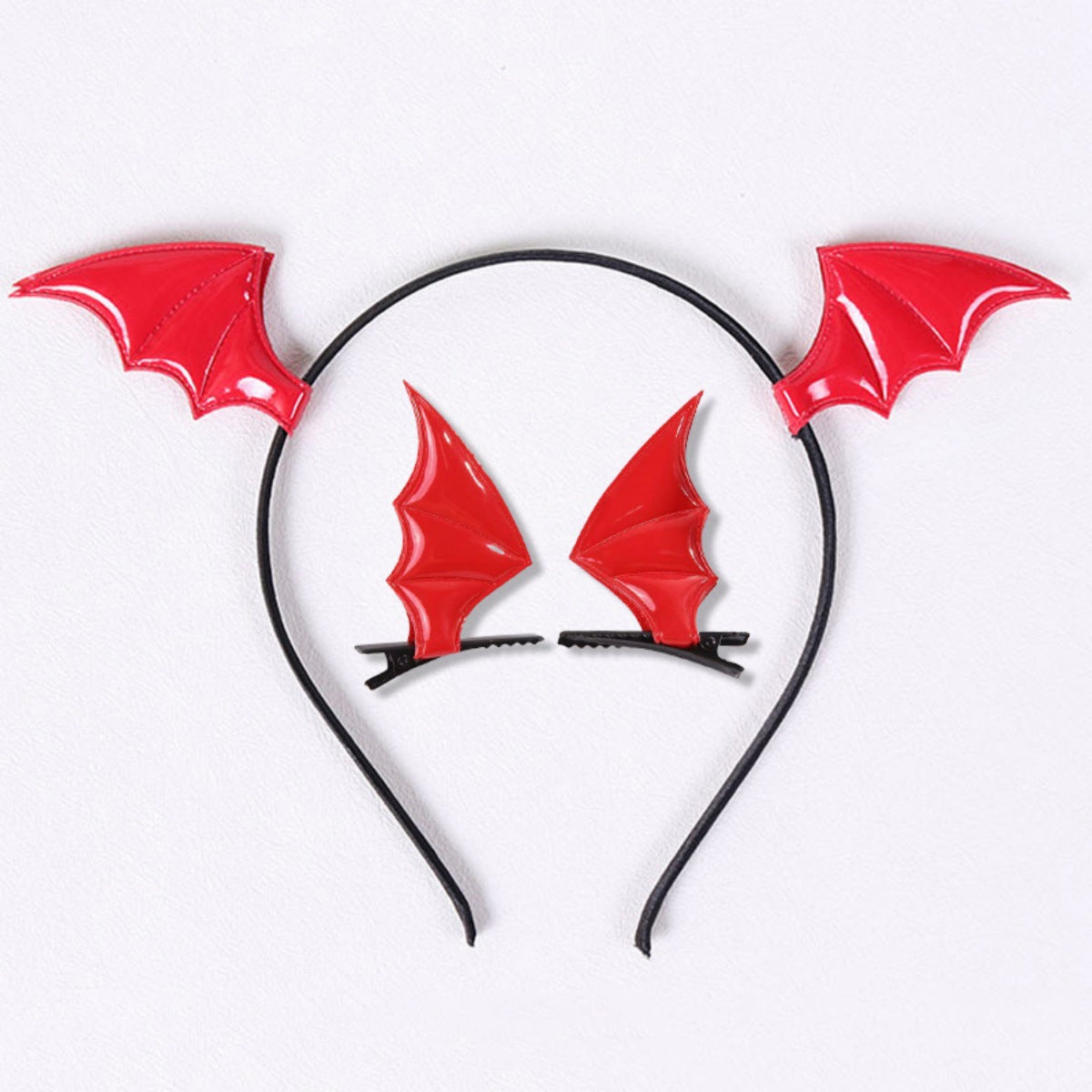 Wholesale Halloween Bat Hairpin & Headband Hoop Set Little Devil Leather Accessories