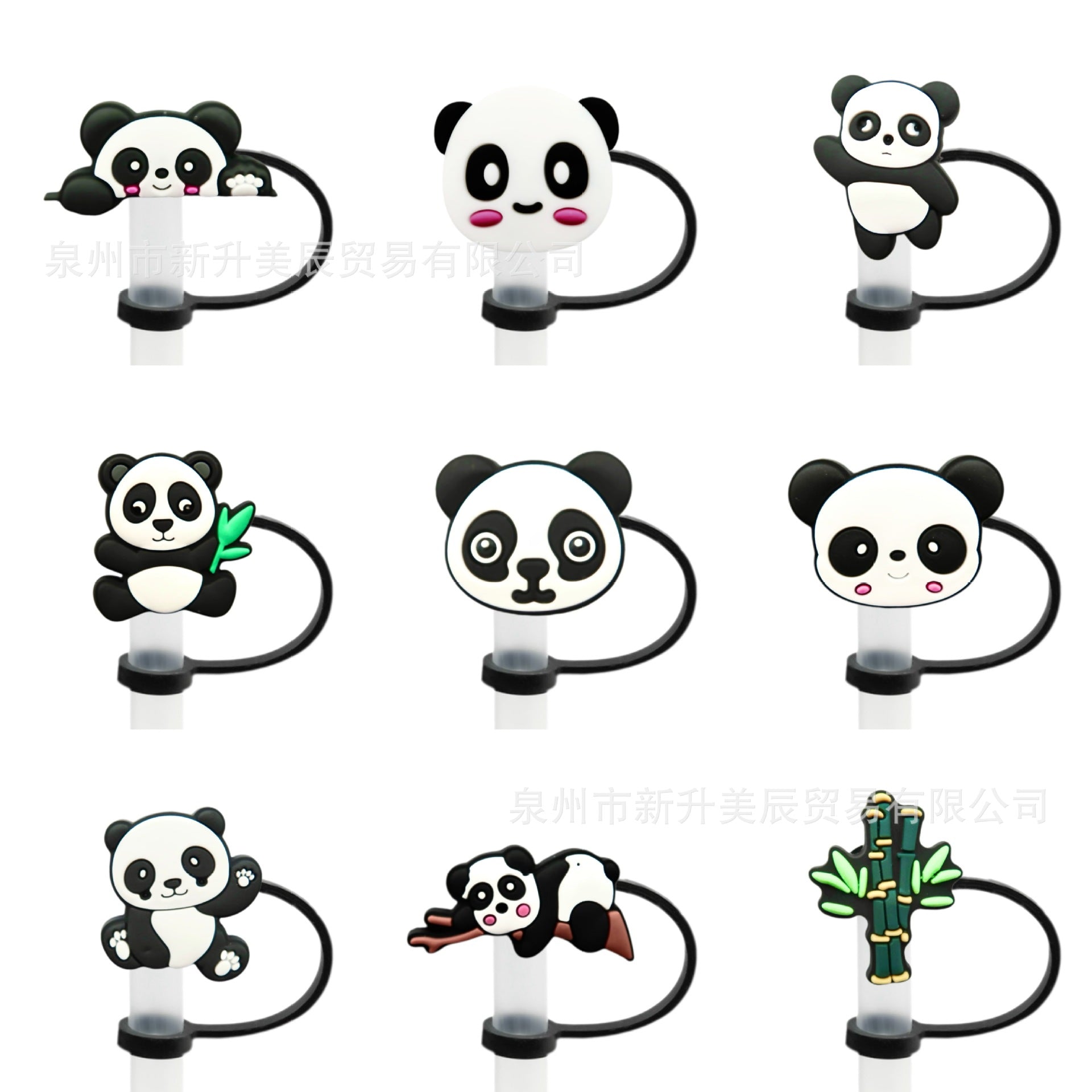 Wholesale 10pcs Cute Panda Straw Tube Cap