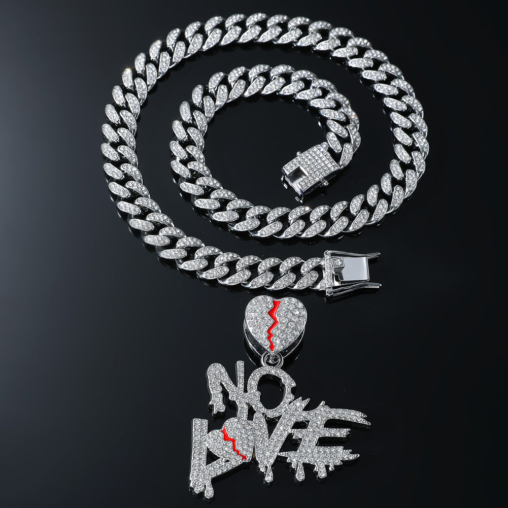 Wholesale Diamond-stitched Letter Love Pendant Men's Clavicle Chain