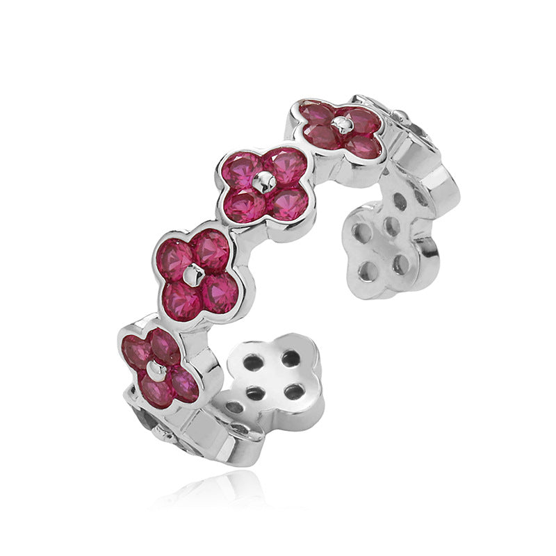 Wholesale Luxury Four-leaf Clover Opening Adjustable Ring