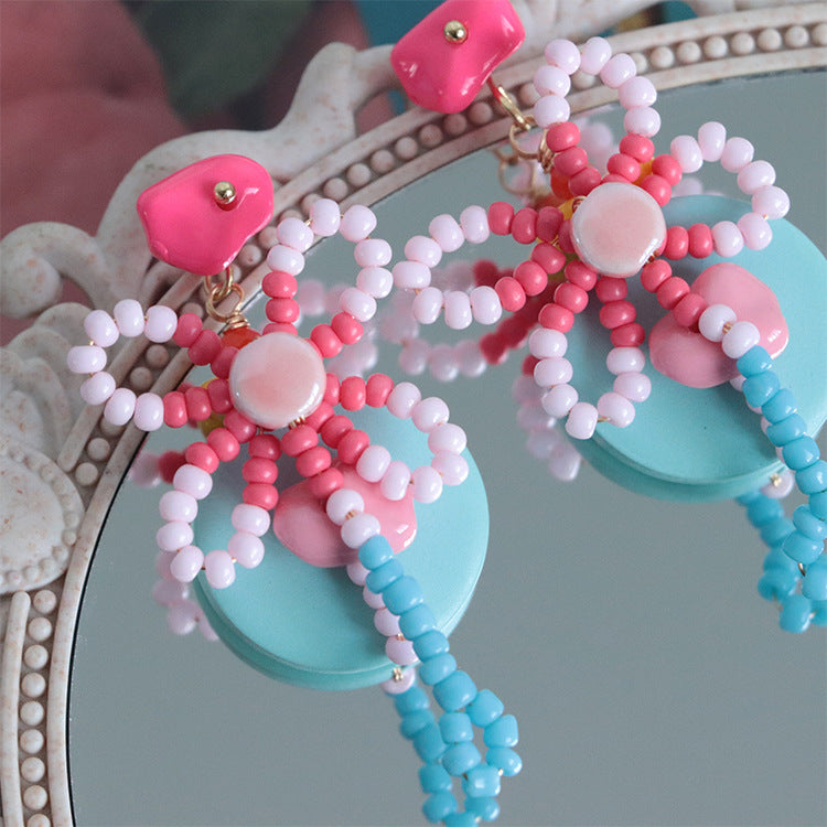 Wholesale Beaded Flower Stud Earrings