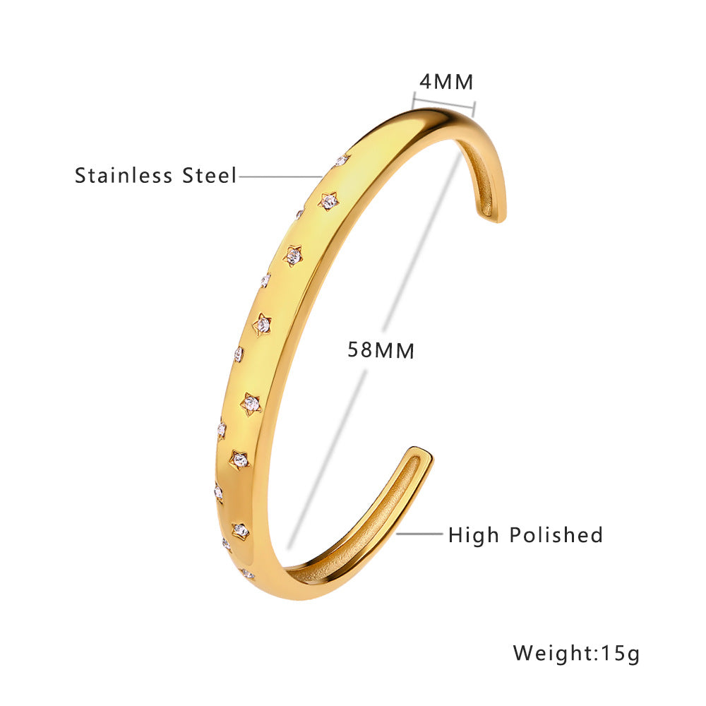 Wholesale Retro Fashion Zircon Gold Titanium Steel Bracelet