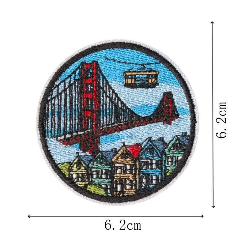 Wholesale Polyester Cotton Embroidered World City Landmark Iron On Patches 9 Pack For ets Travel Souvenir