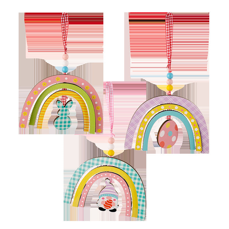 Wholesale Easter Wooden Rabbit Egg Hanging Accessories