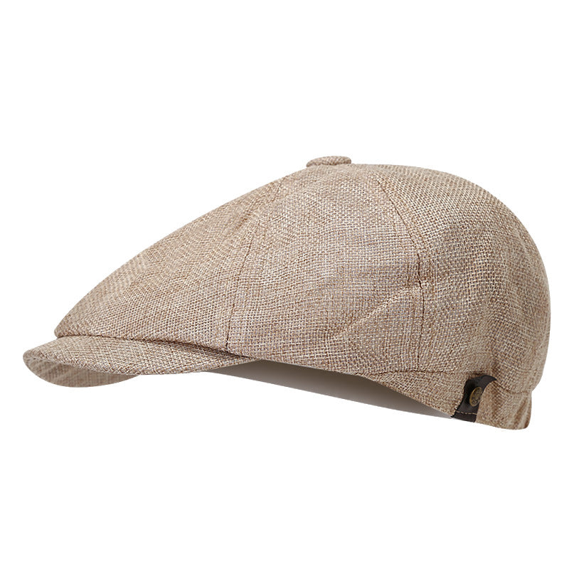 Wholesale Thin Breathable Imitation Linen British Retro Casual Short Brim Cap